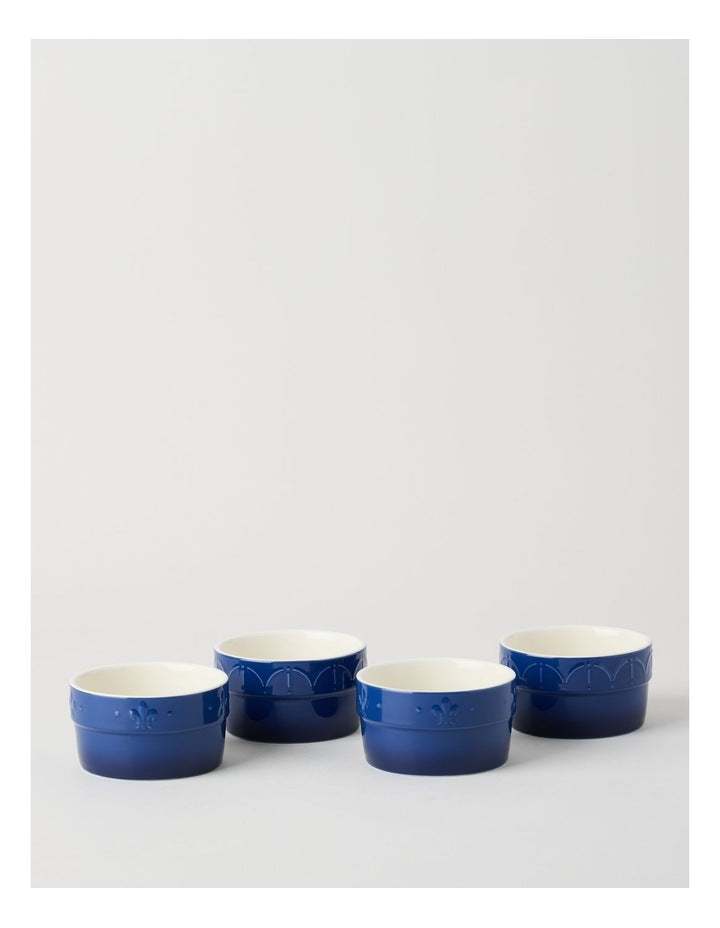 Fleur de Lis Ramekin Set of 4 Blue