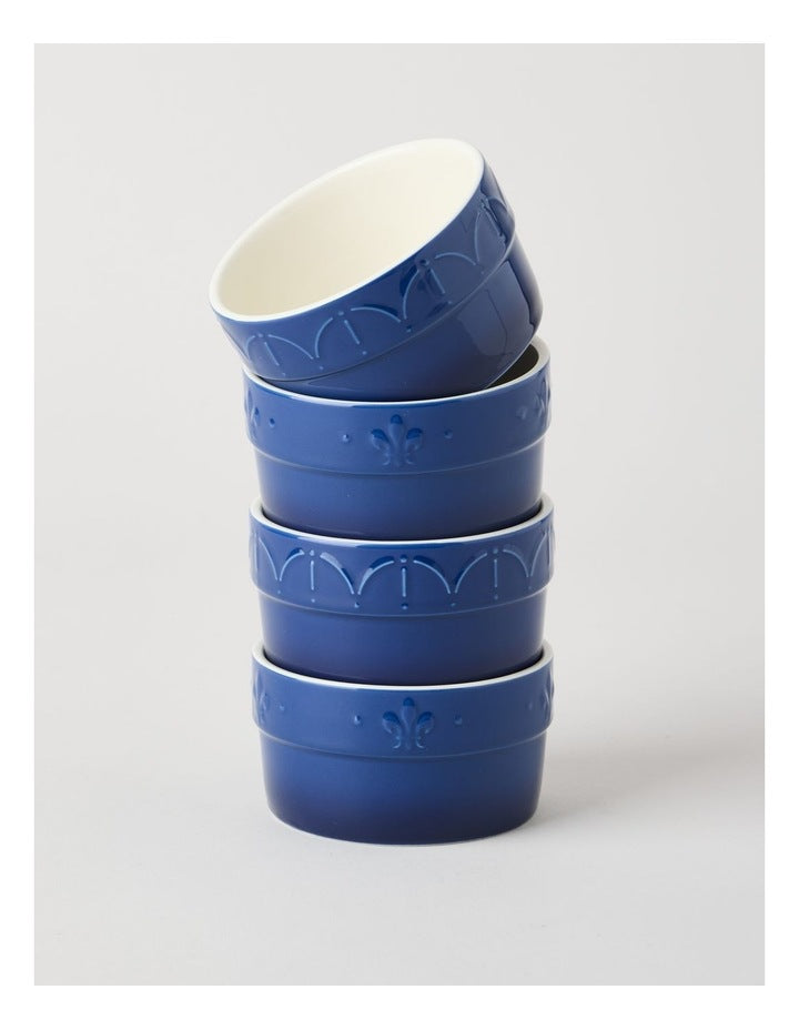 Fleur de Lis Ramekin Set of 4 Blue