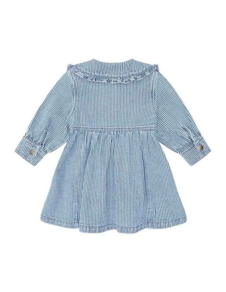 Vintage Bow Collar Denim Dress in Blue
