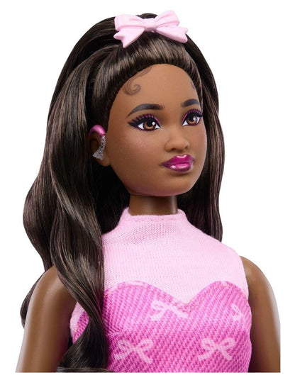 Deluxe Style Fashion Doll #10 in Pink Denim Top & Skirt Set with Bow Print
