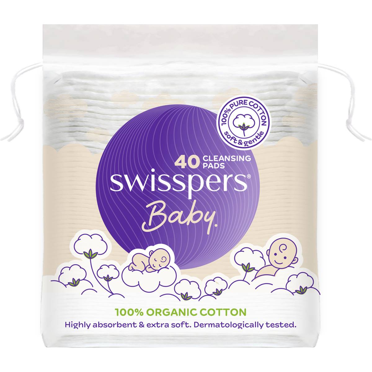 Swisspers Baby Organic Cotton Pads 40 Pack