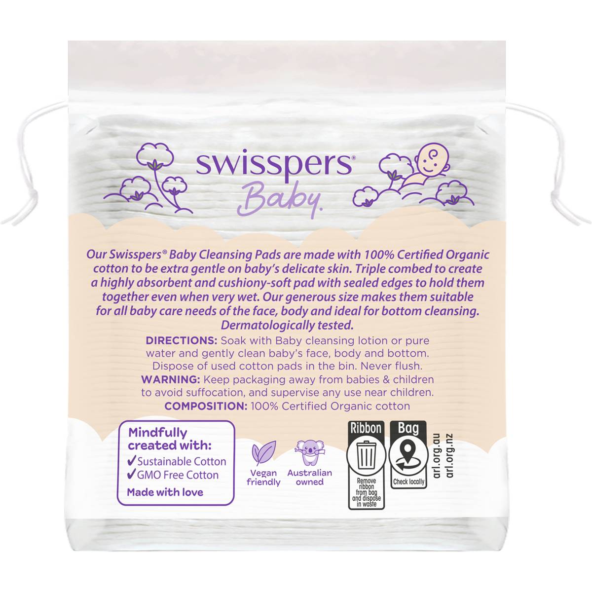 Swisspers Baby Organic Cotton Pads 40 Pack