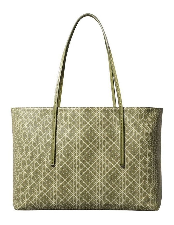 Emblem Allover Print Tote Bag in Green