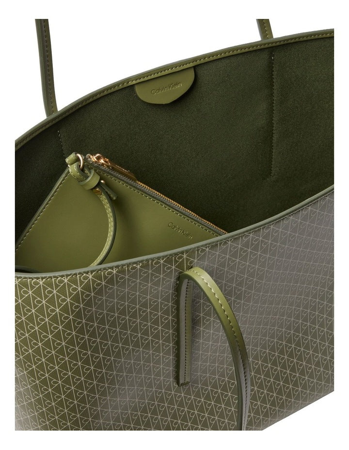 Emblem Allover Print Tote Bag in Green