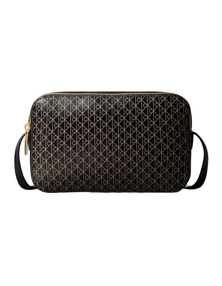 Emblem Allover Print Crossbody Bag in Black