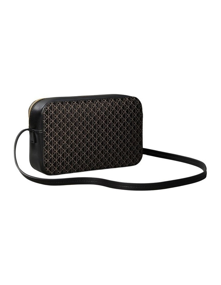 Emblem Allover Print Crossbody Bag in Black