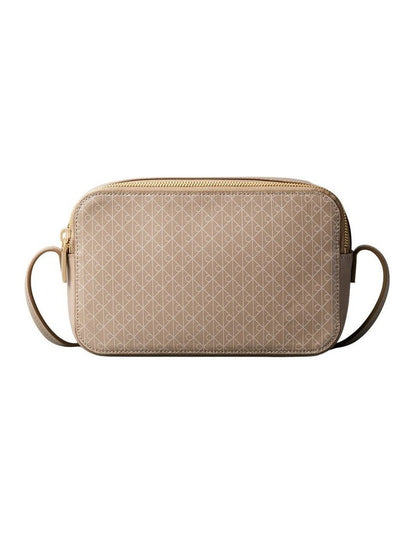 Emblem Allover Print Crossbody Bag in Desert Taupe