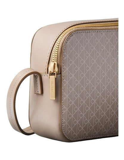 Emblem Allover Print Crossbody Bag in Desert Taupe