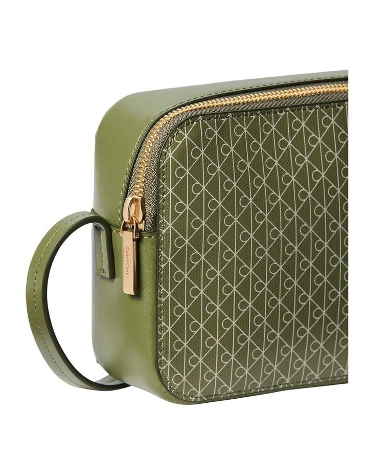 Emblem Allover Print Crossbody Bag in Green