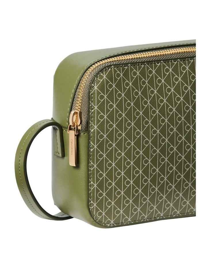 Emblem Allover Print Crossbody Bag in Green