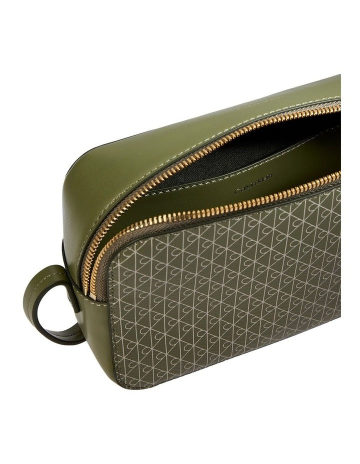 Emblem Allover Print Crossbody Bag in Green
