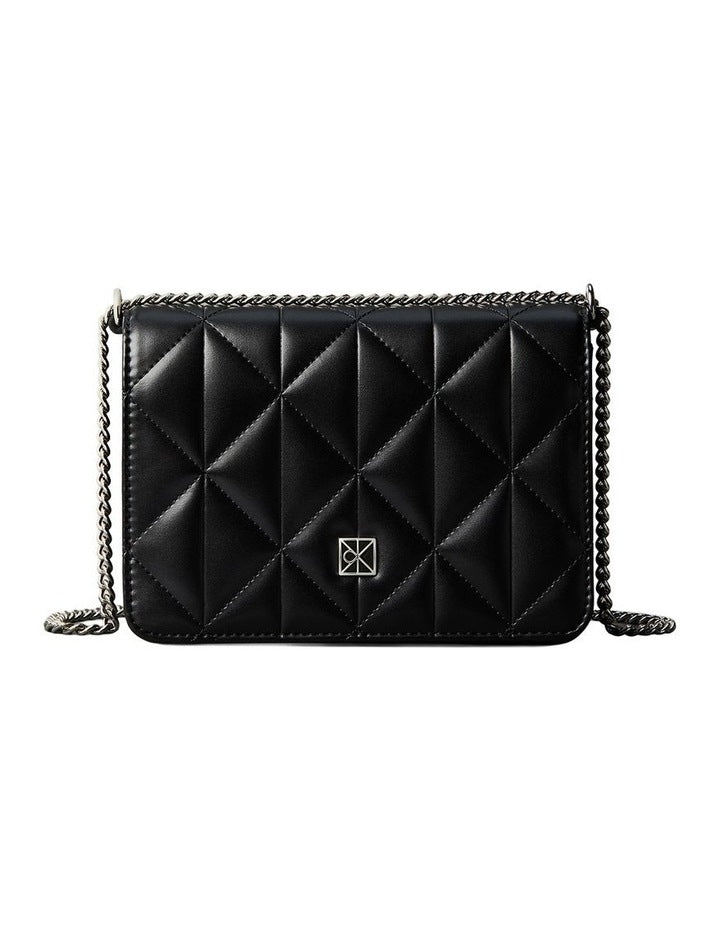 Quilted Mini Chain Crossbody Bag in Black