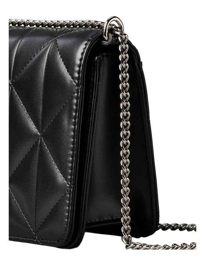 Quilted Mini Chain Crossbody Bag in Black