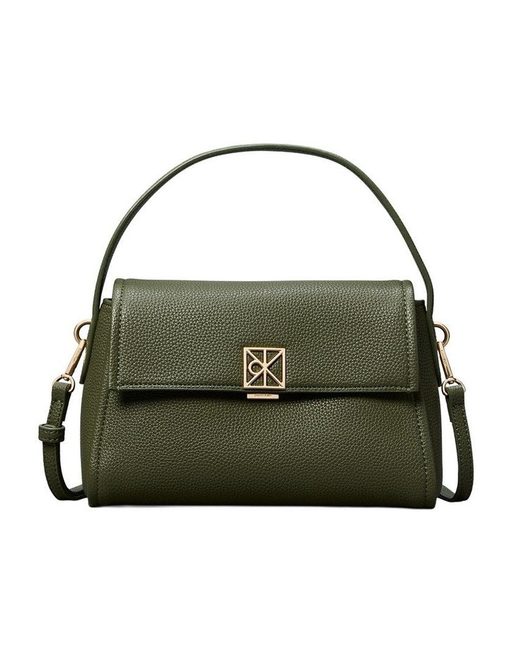 Emblem Hardware Pebble Shoulder Bag in Green