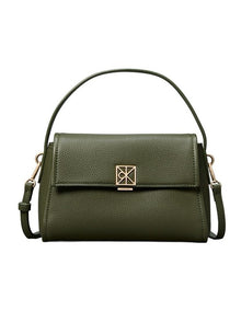 Emblem Hardware Pebble Shoulder Bag in Green