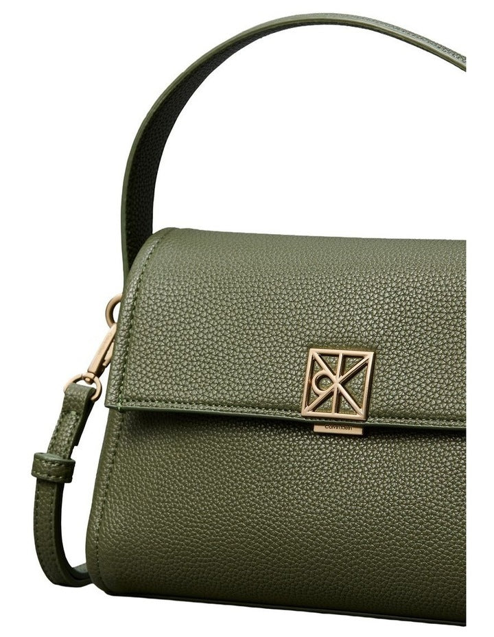 Emblem Hardware Pebble Shoulder Bag in Green