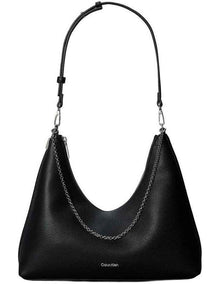 Emblem Hardware Pebble Shoulder Bag in Black