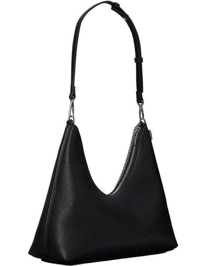 Emblem Hardware Pebble Shoulder Bag in Black