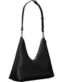 Emblem Hardware Pebble Shoulder Bag in Black