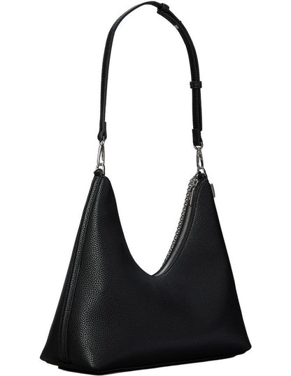 Emblem Hardware Pebble Shoulder Bag in Black