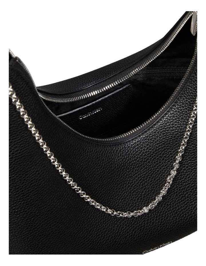 Emblem Hardware Pebble Shoulder Bag in Black