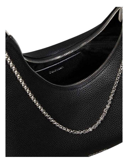 Emblem Hardware Pebble Shoulder Bag in Black