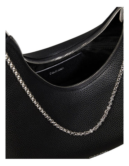 Emblem Hardware Pebble Shoulder Bag in Black