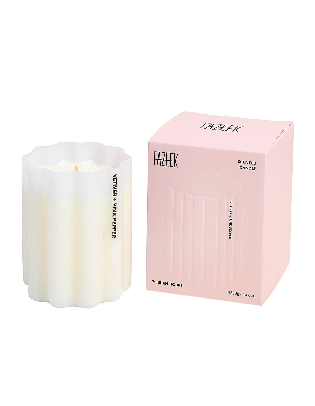 Wave Candle 8cm Soy Scented Candle Vetiver Pink Pepper White