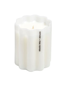 Wave Candle 8cm Soy Scented Candle Vetiver Pink Pepper White