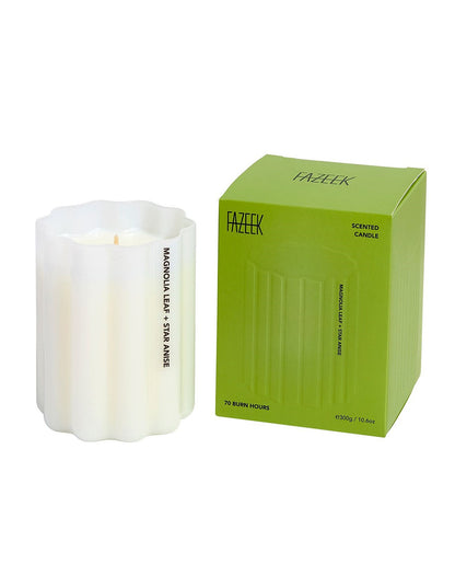 Wave Magnolia Leaf + Star Anise 8cm x 10cm Soy Candle White