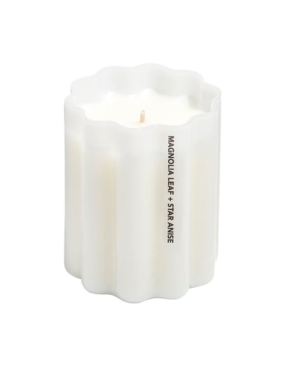 Wave Magnolia Leaf + Star Anise 8cm x 10cm Soy Candle White