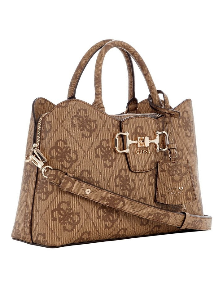 Janie Girlfriend Satchel Bag in Latte Logo