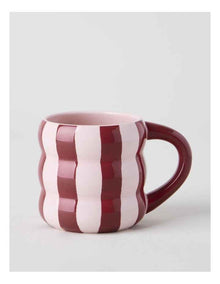 Bubble Mug With Hand Paint in Red Stripe