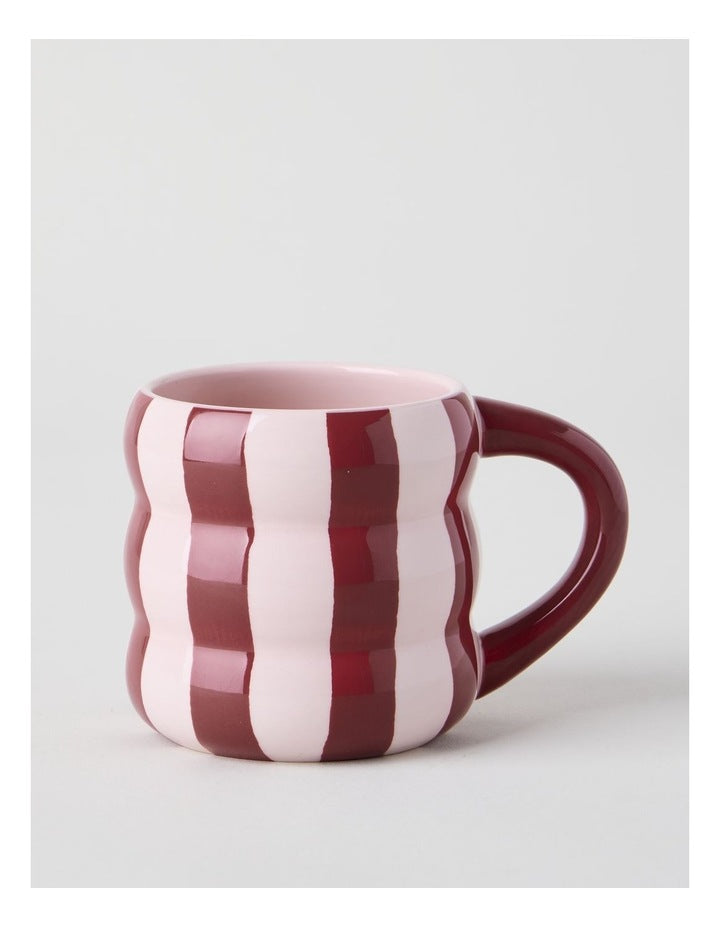 Bubble Mug With Hand Paint in Red Stripe