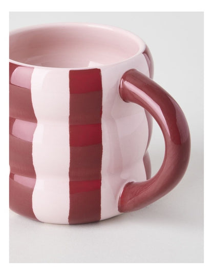 Bubble Mug With Hand Paint in Red Stripe