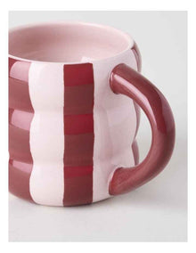 Bubble Mug With Hand Paint in Red Stripe