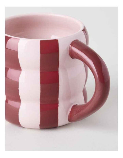 Bubble Mug With Hand Paint in Red Stripe