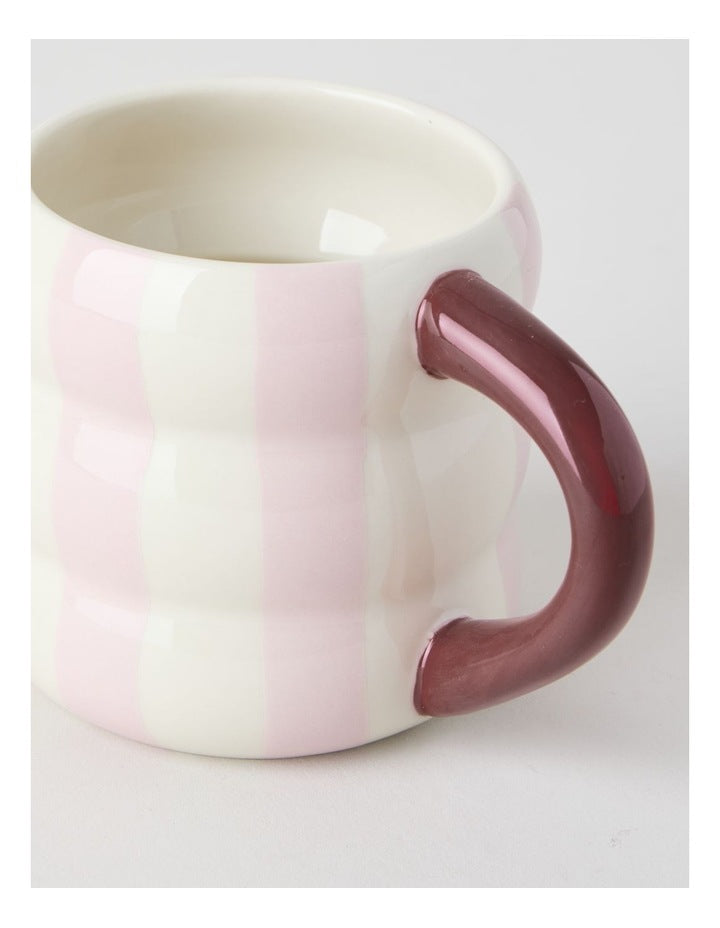Bubble Mug With Hand Paint in Pink Stripe