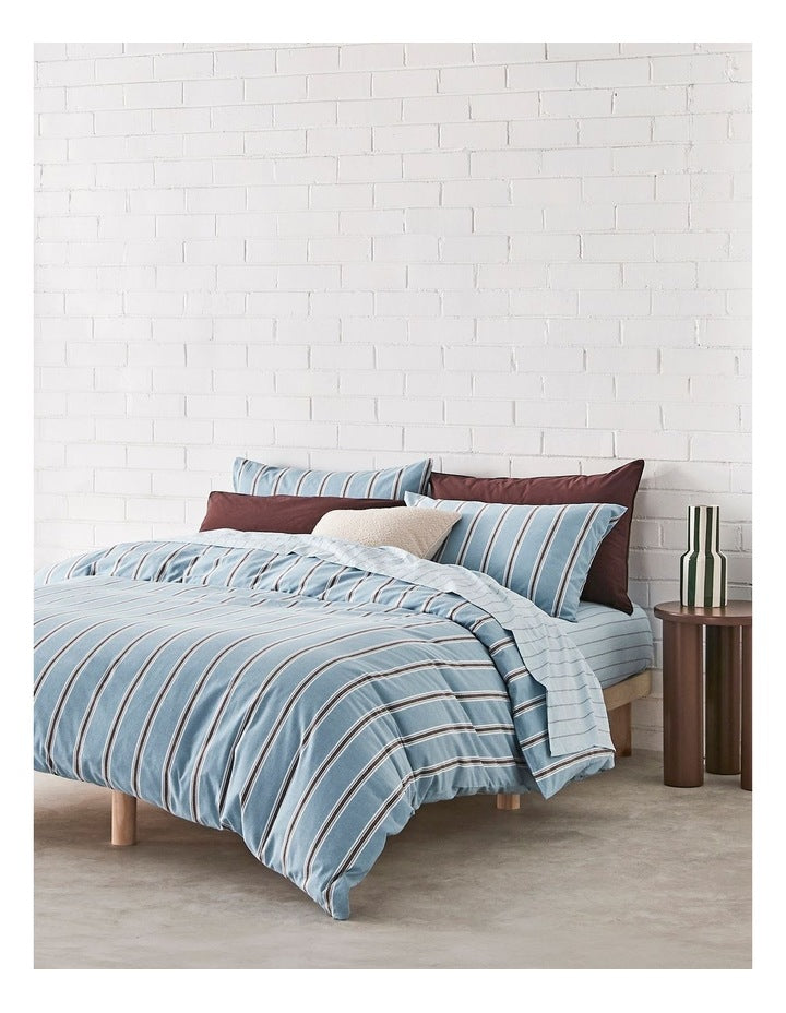 Arlo Yarn Dyed Cotton Quilt Cover Set in Lagoon Stripe