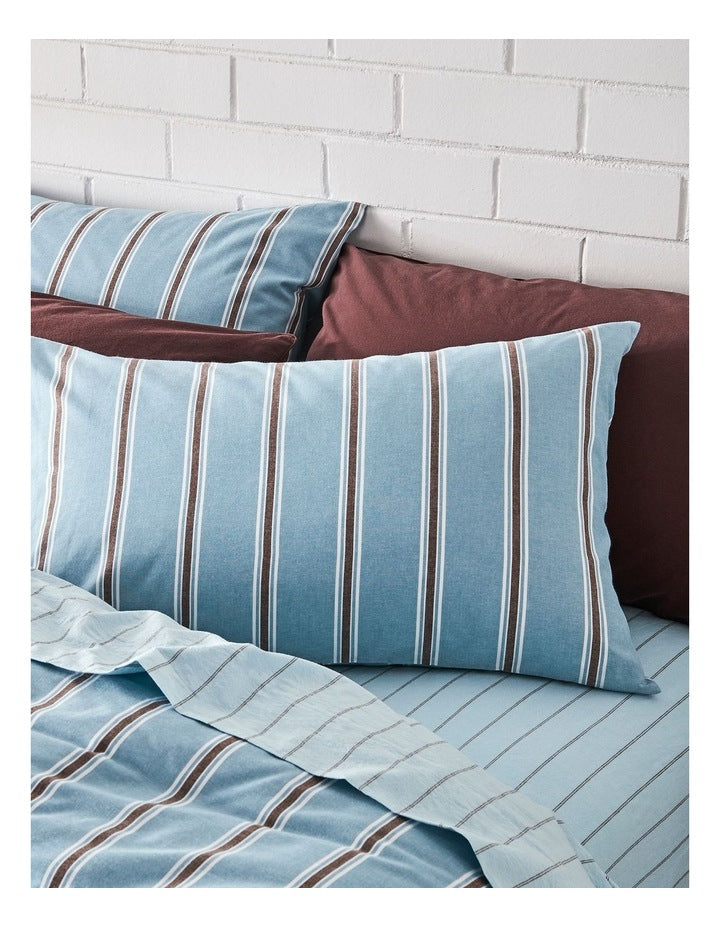 Arlo Yarn Dyed Cotton Quilt Cover Set in Lagoon Stripe