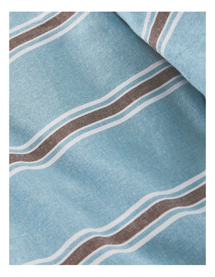 Arlo Yarn Dyed Cotton Quilt Cover Set in Lagoon Stripe