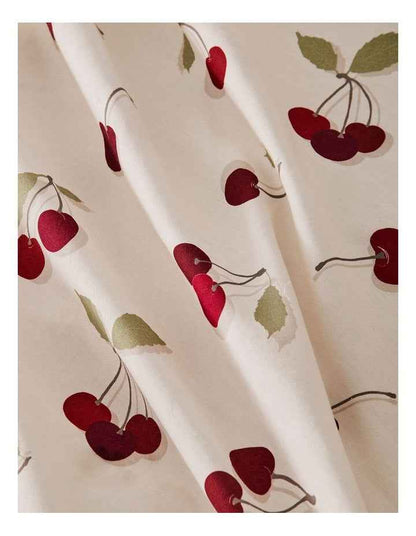 Cherry Coded Cotton Sateen Quilt Cover Set in Burgundy