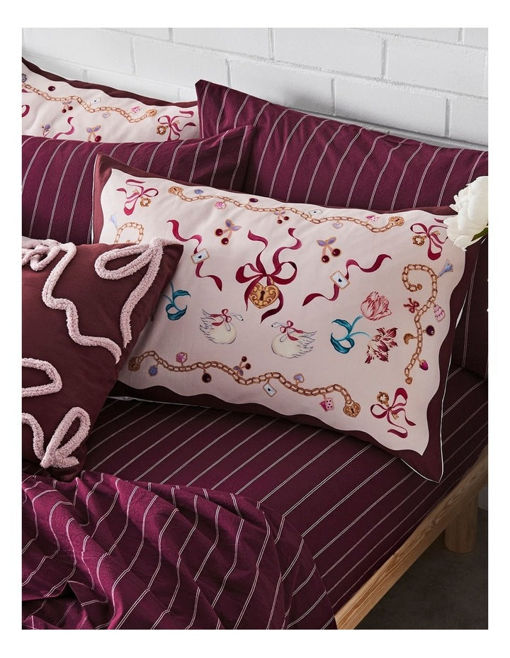 Charmed Cotton Sateen Quilt Cover Set in Soft Pink