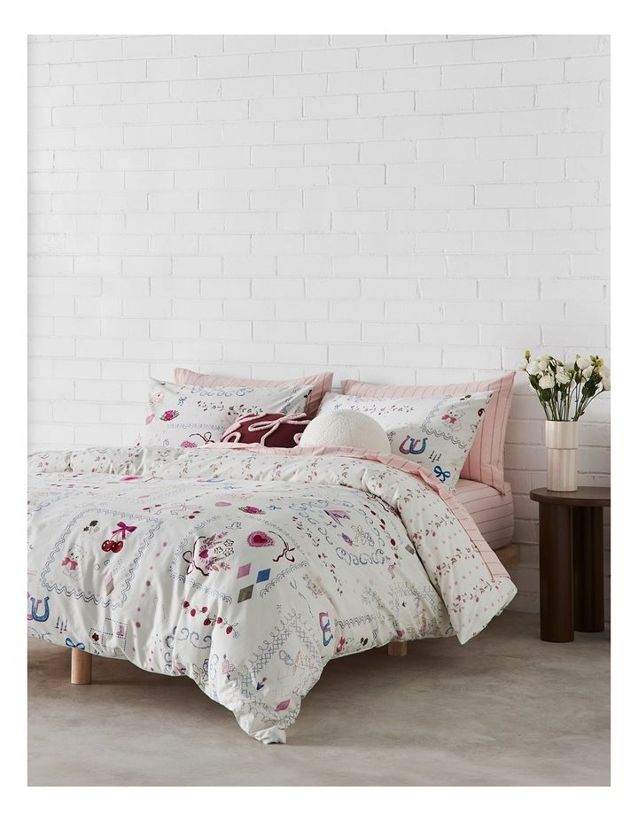 Keepsake Cotton Quilt Cover Set in Vanilla