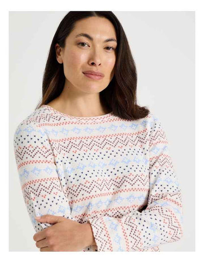 Crew Neck Long Sleeve Pyjama Set in Winter Farisle Print