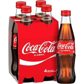 Coca-Cola Classic Soft Drink Bottles 300mL x 4 pack