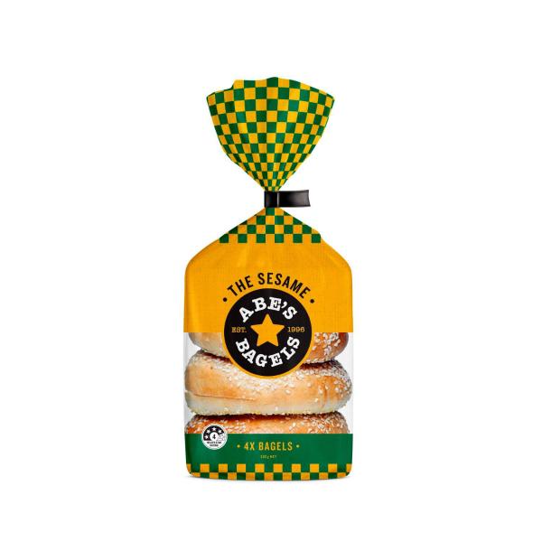 ABE'S BAGELS SESAME 4PK
