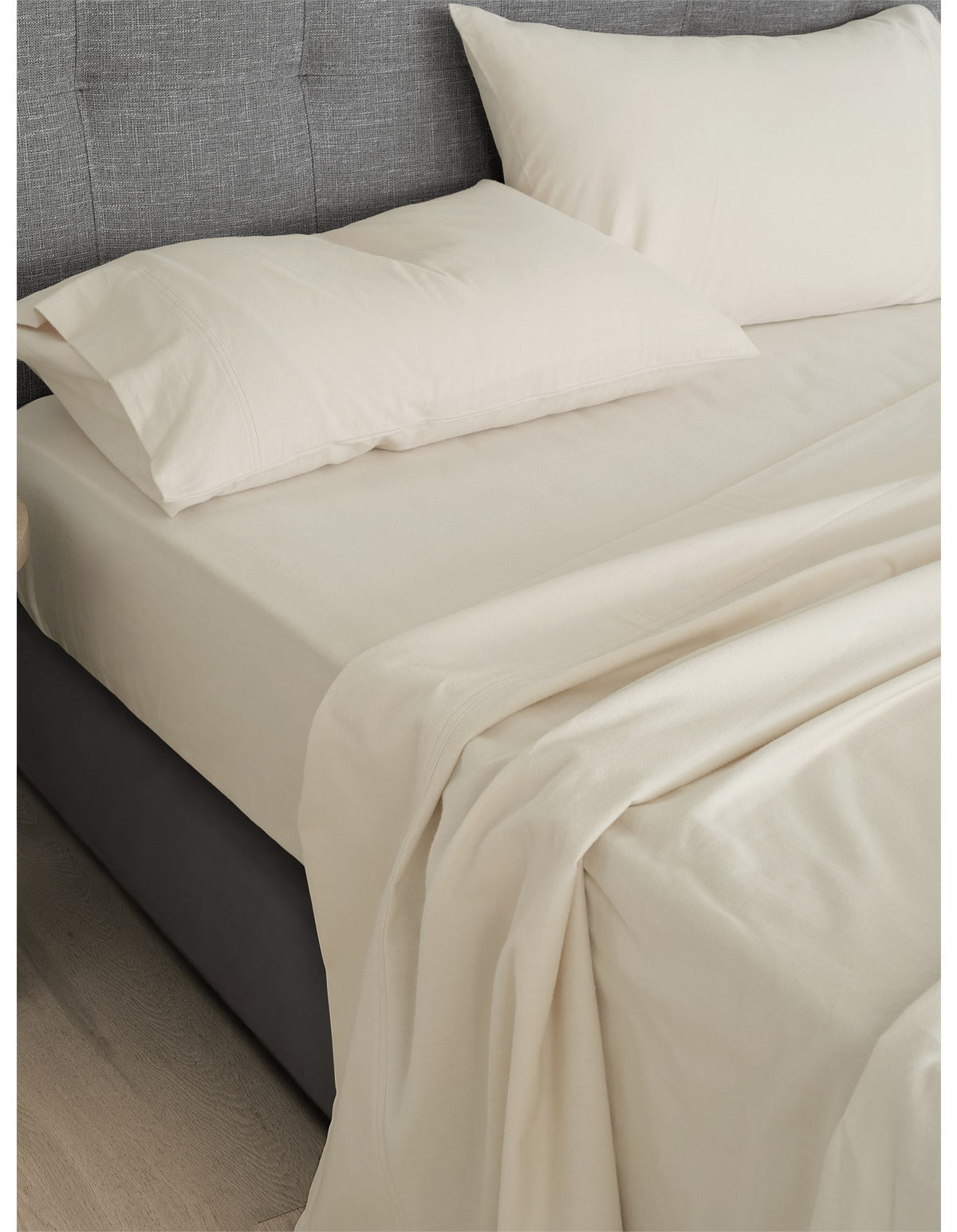 Erica Brushed Cotton Flannelette Double Sheet Set Ivory
