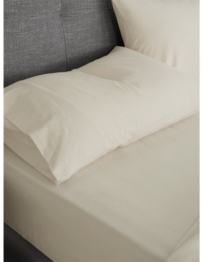 Erica Brushed Cotton Flannelette Double Sheet Set Ivory