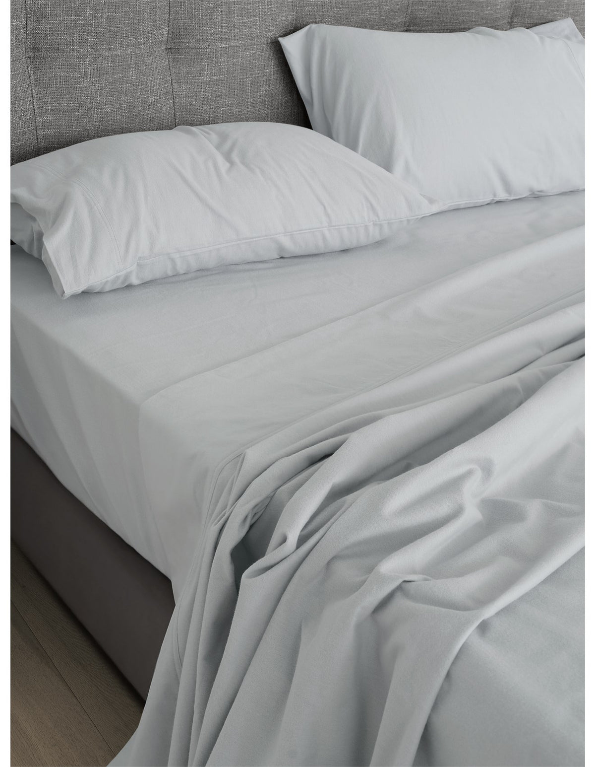 Erica Flannelette Double Bed Sheet Set Cloud Blue